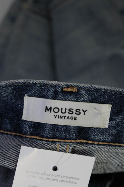 Moussy Womens Cotton Denim Distressed Wash Mid-Rise Skinny Jeans Blue Size 25