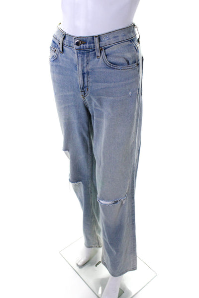 Cotton Citizen Womens Cotton Denim Distressed Straight Leg Jeans Blue Size 23