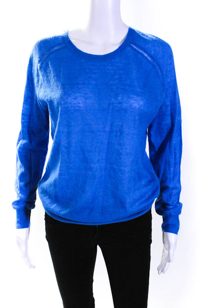 Etoile Isabel Marant Womens Scoop Neck Alpaca Knit Sweater Blue Size FR 40