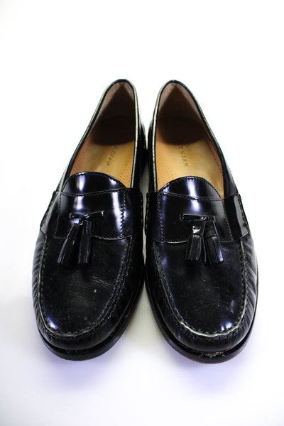 Cole Haan Mens Patent Leather Apron Toe Dress Tassel Loafers Black Size 9.5US
