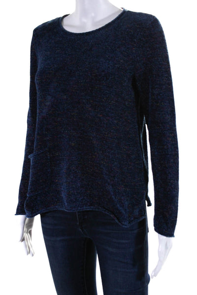 Inhabit Womens Crew Neck Chenille Pullover Sweater Navy Blue Size Extra Small