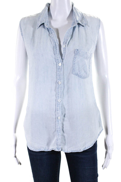 Rails Womens Sleeveless Chambray Button Up Shirt Blouse Blue Size Extra Small