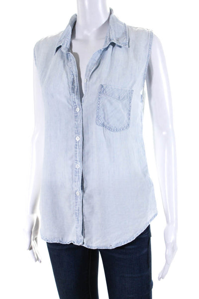 Rails Womens Sleeveless Chambray Button Up Shirt Blouse Blue Size Extra Small