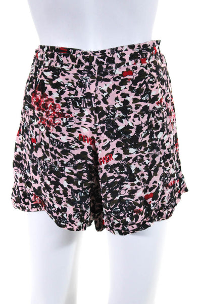 Zadig & Voltaire Womens Abstract Mid Rise Drawstring Shorts Pink Black FR 34