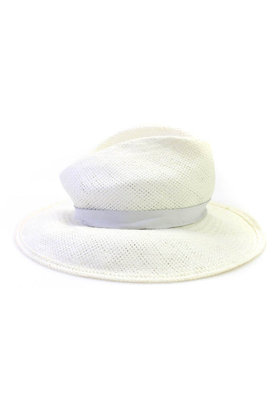 Janessa Leone Womens Wide Brim Woven Straw Sun Hat White Size Medium