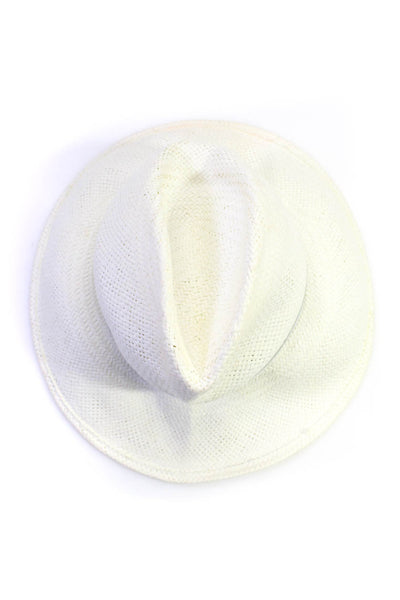 Janessa Leone Womens Wide Brim Woven Straw Sun Hat White Size Medium