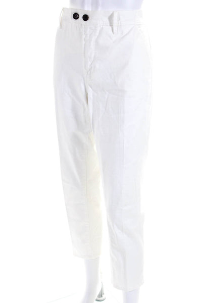 Frame Womens Mid Rise Straight Leg Crop Chino Pants White Size 28