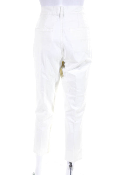 Frame Womens Mid Rise Straight Leg Crop Chino Pants White Size 28