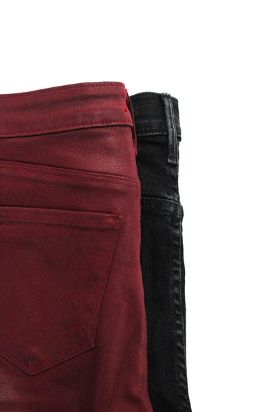 L'Agence Women's Midrise Button Closure  Skinny Pant Burgundy Size 25 Lot 2