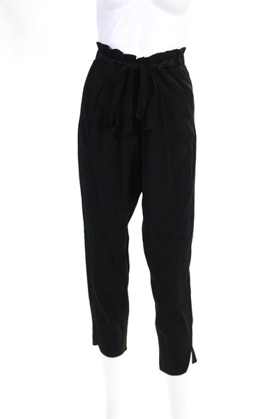 Ramy Brook Women's Paper Bag Waist Tapered Leg Dress Pant Black Size S