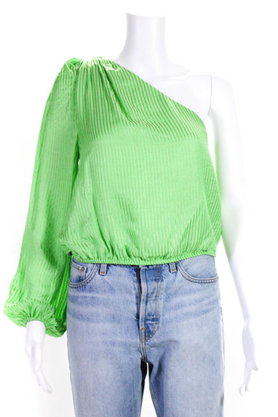 Cami NYC Women's One Shoulder Long Sleeves Blouse Green Size XS