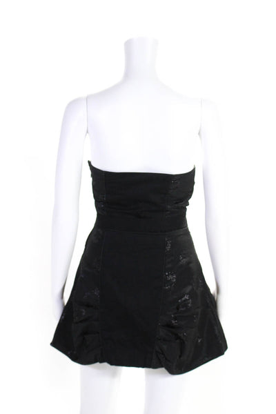 Disaya Womens Abstract Textured Patchwork Sleeveless Bubble Dress Black Size 2