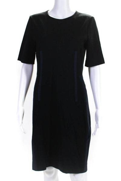 Paul Smith Womens Two-Tones Round Neck Short Sleeve Zip Up Dress Black Size 42