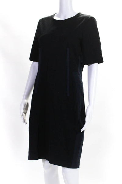 Paul Smith Womens Two-Tones Round Neck Short Sleeve Zip Up Dress Black Size 42