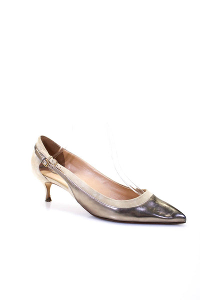 Sergio Rossi Womens Metallic Pointed Toe Cut Out Heels Silver Size 40.5 10.5