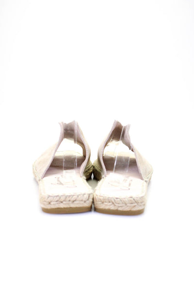 Gaimo Womens Suede Open Toe Slide On Espadrille Sandals Slides Beige Size 41 11