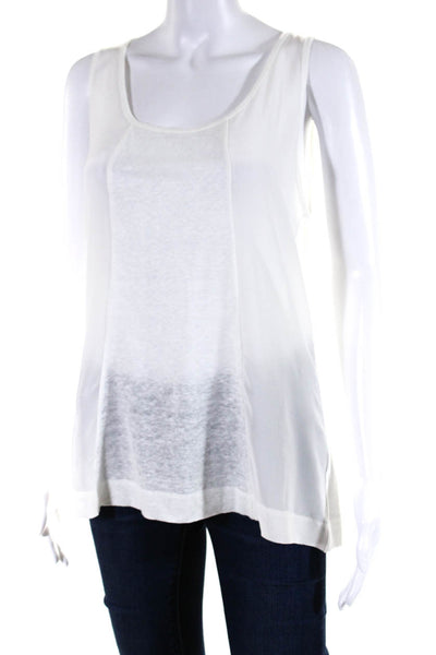 Escada Sport Womens Knit Silk Scoop Neck Tank Top Blouse White Size Medium