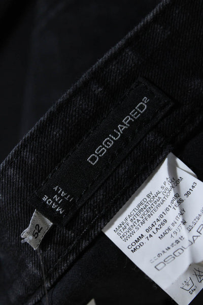 Dsquared2 Mens Cotton Denim Five Pocket Zip Fly Skinny Jeans Black Size 52