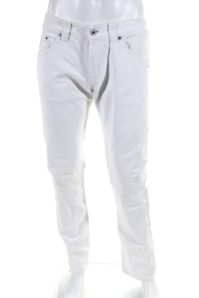 Dondup Mens Cotton Denim Five Pocket Button Fly Skinny Jeans White Size 33