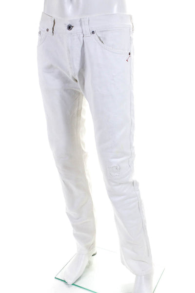 Dondup Mens Cotton Denim Five Pocket Button Fly Skinny Jeans White Size 33