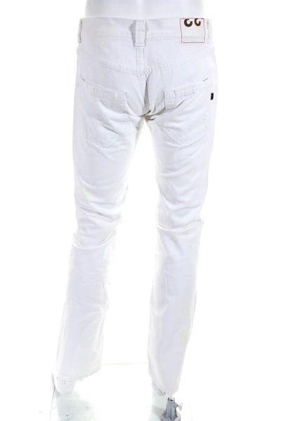 Dondup Mens Cotton Denim Five Pocket Button Fly Skinny Jeans White Size 33