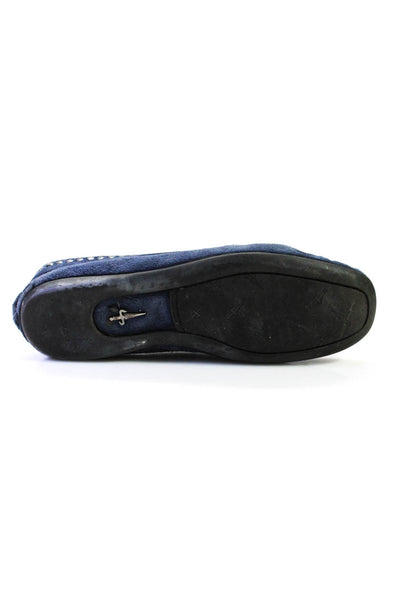 Cesare Paciotti Mens Suede Studded Square Toe Slide On Loafers Navy Size 40