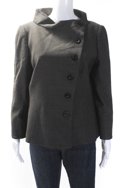 Armani Collezioni Women's Asymmetrical Long Sleeves Button Jacket Brown Size 12