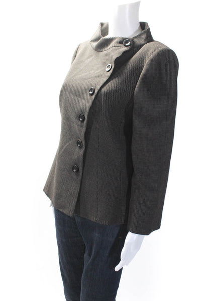 Armani Collezioni Women's Asymmetrical Long Sleeves Button Jacket Brown Size 12