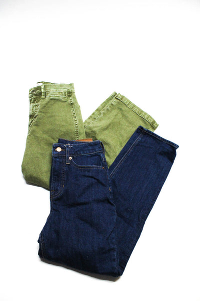 J Crew Womens Classic Straight Wide Leg Jeans Green Blue Size 24 25 Lot 2