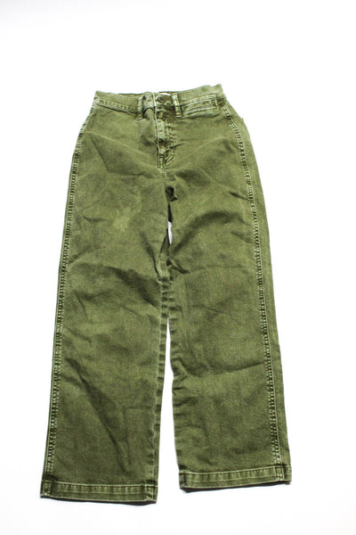 J Crew Womens Classic Straight Wide Leg Jeans Green Blue Size 24 25 Lot 2