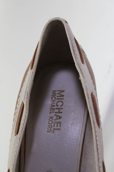 Michael Michael Kors Womens Platform Lolita Open Toe Pumps Brown White Size 9.5M