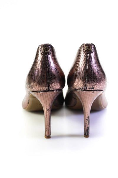 Karl Lagerfeld Womens Metallic Leather Pointed Toe Pumps Heels Bronze Size 9