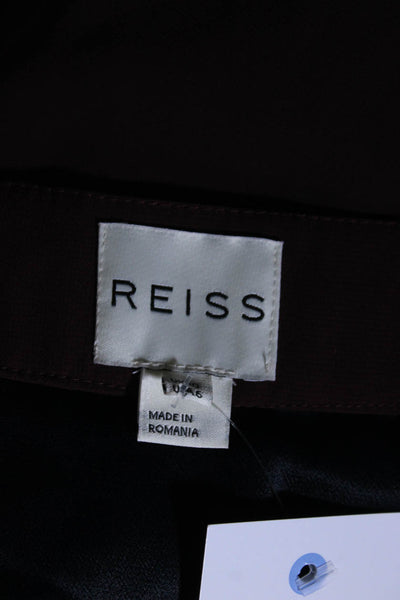 Reiss Womens Lined Semi Sheer Pleated Side Zip Midi Skirt Burgundy Size 6