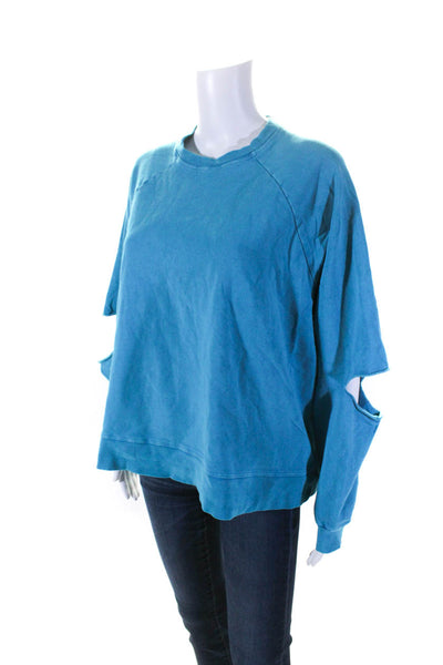 Electric & Rose Womens Cotton Blend Round Neck Sweatshirt Top Blue Size M