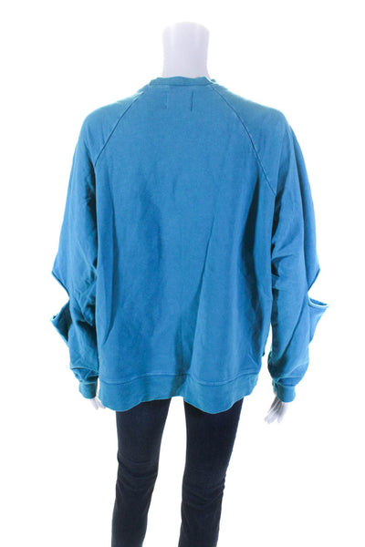 Electric & Rose Womens Cotton Blend Round Neck Sweatshirt Top Blue Size M