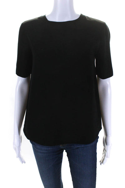 Theory Womens Tight-Knit Half Sleeve Crewneck Blouse Top Black Size PP