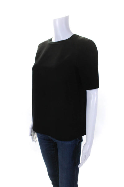 Theory Womens Tight-Knit Half Sleeve Crewneck Blouse Top Black Size PP