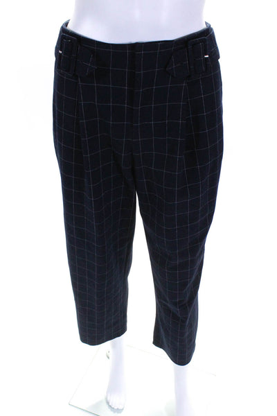 Club Monaco Women's Hook Closure Belted Straight Leg Plaid Dress Pant Size 2