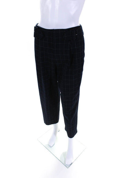 Club Monaco Women's Hook Closure Belted Straight Leg Plaid Dress Pant Size 2