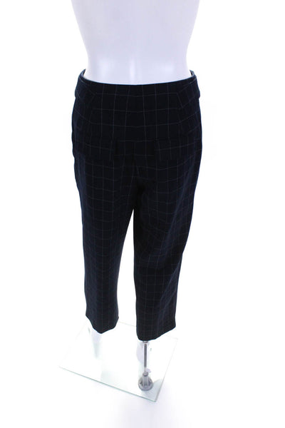 Club Monaco Women's Hook Closure Belted Straight Leg Plaid Dress Pant Size 2