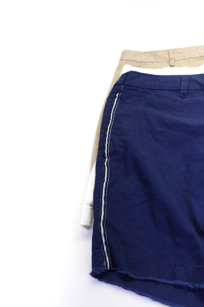 J Crew Womens Cotton Chinos Bermuda Shorts White Tan Navy Blue Size 10 Lot 3