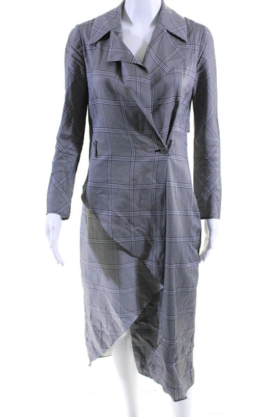 Dion Lee Womens Gray Plaid Collar Long Sleeve Layered Shift Dress Size S