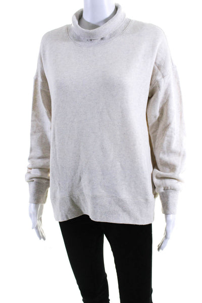 Club Monaco Womens Ribbed Knit Terry Turtleneck Pullover Sweatshirt Ivory XS