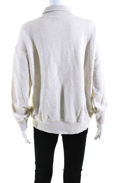 Club Monaco Womens Ribbed Knit Terry Turtleneck Pullover Sweatshirt Ivory XS