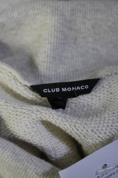 Club Monaco Womens Ribbed Knit Terry Turtleneck Pullover Sweatshirt Ivory XS