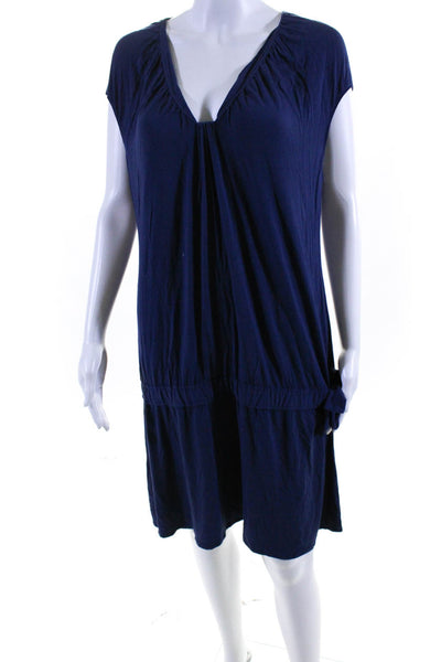 La Perla Womens Sleeveless V Neck Jersey Mini Drop Waist Dress Navy Size IT 46