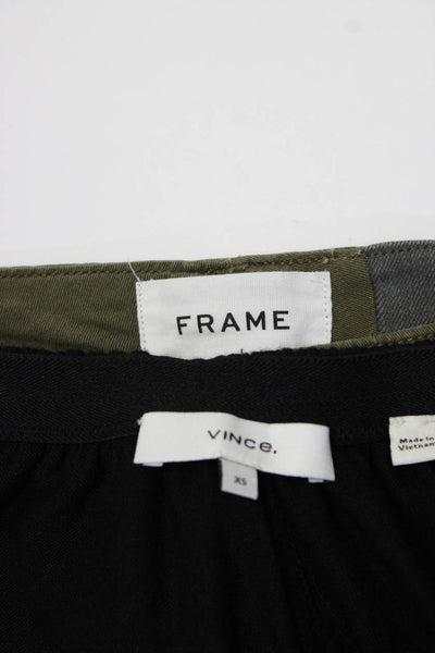 Frame Vince Womens Fringe Straight Knit Pants Green Black Size XS 27 Lot 2
