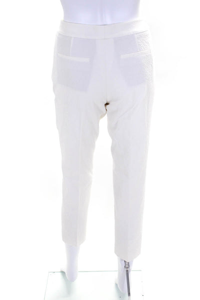 Akris Punto Womens Mid Rise Seersucker Slim Leg Crop Pants White Size 8