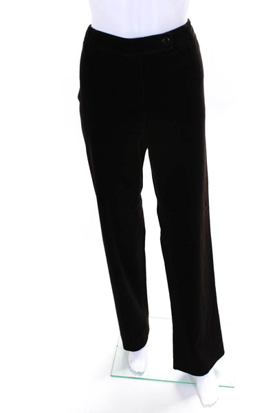 Valentino Womens Mid Rise Straight Leg Velvet Dress Pants Dark Brown Size 8