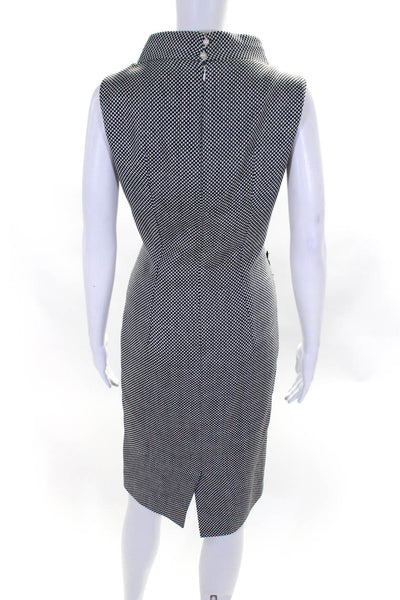 Peggy Jennings Womens Woven Check V Neck Sheath Dress Black White Size 10